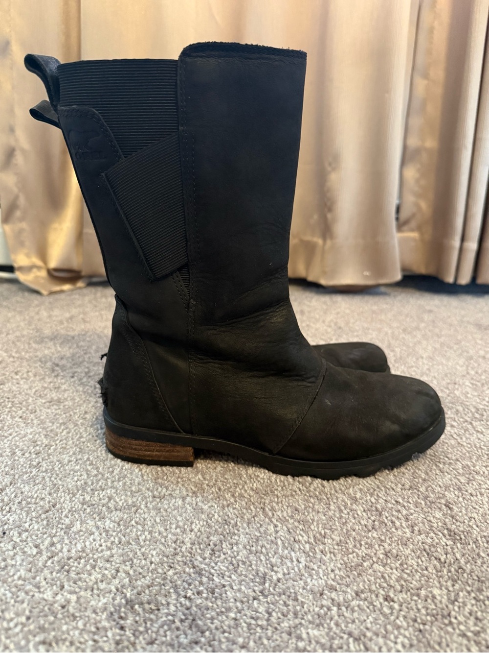 Sorel Black Mid-Calf Leather Boots